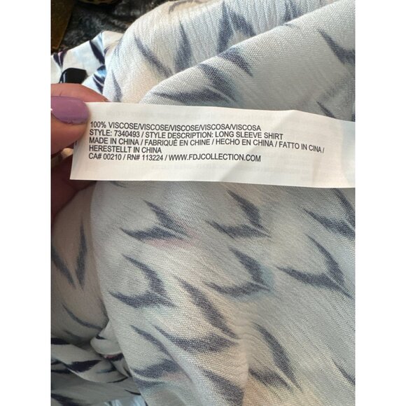 NWT FDJ Dolman Long Sleeve Crepe Aztec Print Viscose Button Shirt S Office Top - Picture 7 of 13